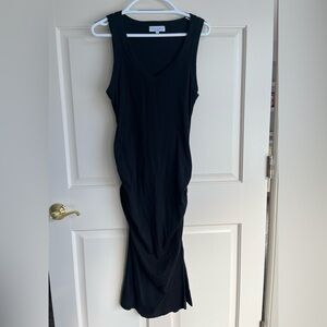 Michael Stars Elegant Black Ruched Midi Wren Dress XL